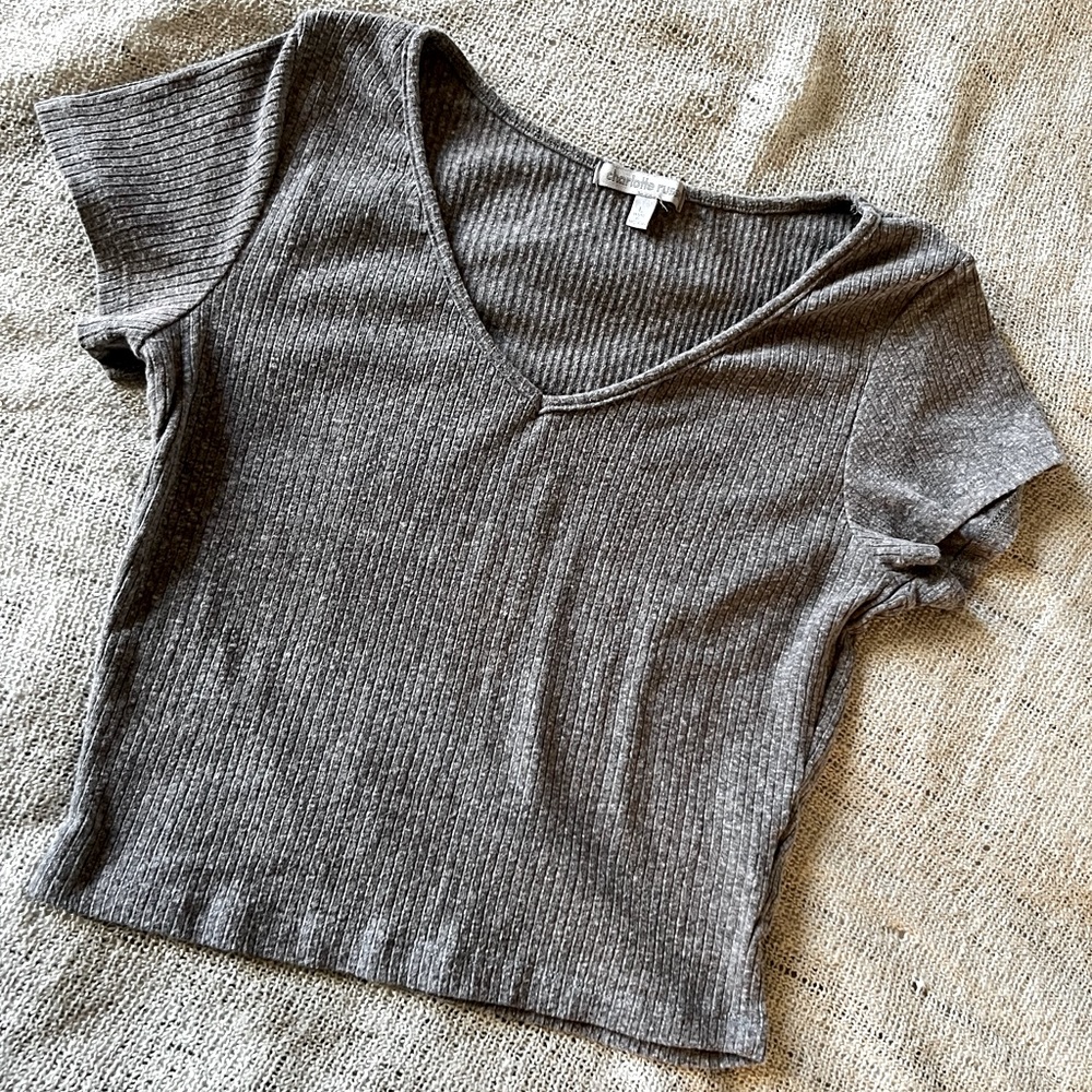 Grey cotton mid crop blouse Size Large